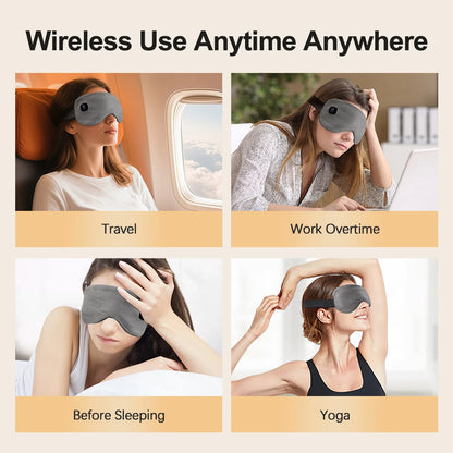 Cordless Heated Eye Mask for Dry Eyes 3 Levels Hot Compress Smart Timing Sleeping Mask Electric Warm Eye Compress for Eye Relief