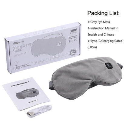Cordless Heated Eye Mask for Dry Eyes 3 Levels Hot Compress Smart Timing Sleeping Mask Electric Warm Eye Compress for Eye Relief