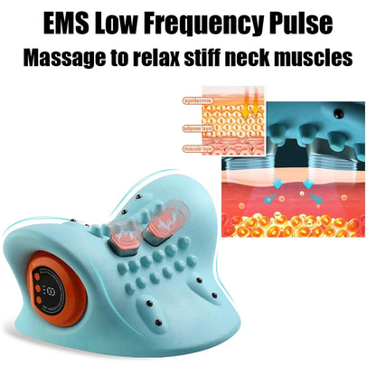 Electric Neck Cervical Traction Massager Vibration Kneading Massage Pillow Ergonomic Head Pillow Home Relax Tool