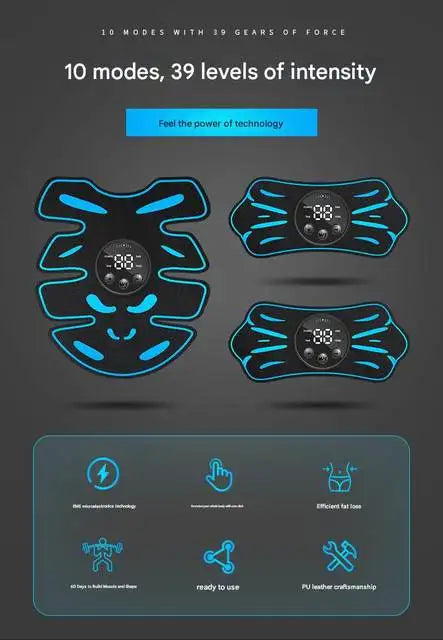 New USB smart timer abdominal massage device, home muscle relaxation fitness equipment for men and women