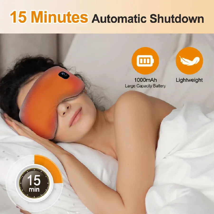 Cordless Heated Eye Mask for Dry Eyes 3 Levels Hot Compress Smart Timing Sleeping Mask Electric Warm Eye Compress for Eye Relief