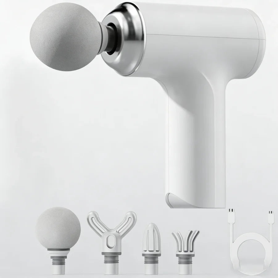 Portable Massage Gun with 4 Interchangeable Heads & LED Display - Full Body Percussion Massager for Deep Muscle Relaxation