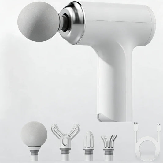 Portable Massage Gun with 4 Interchangeable Heads & LED Display - Full Body Percussion Massager for Deep Muscle Relaxation
