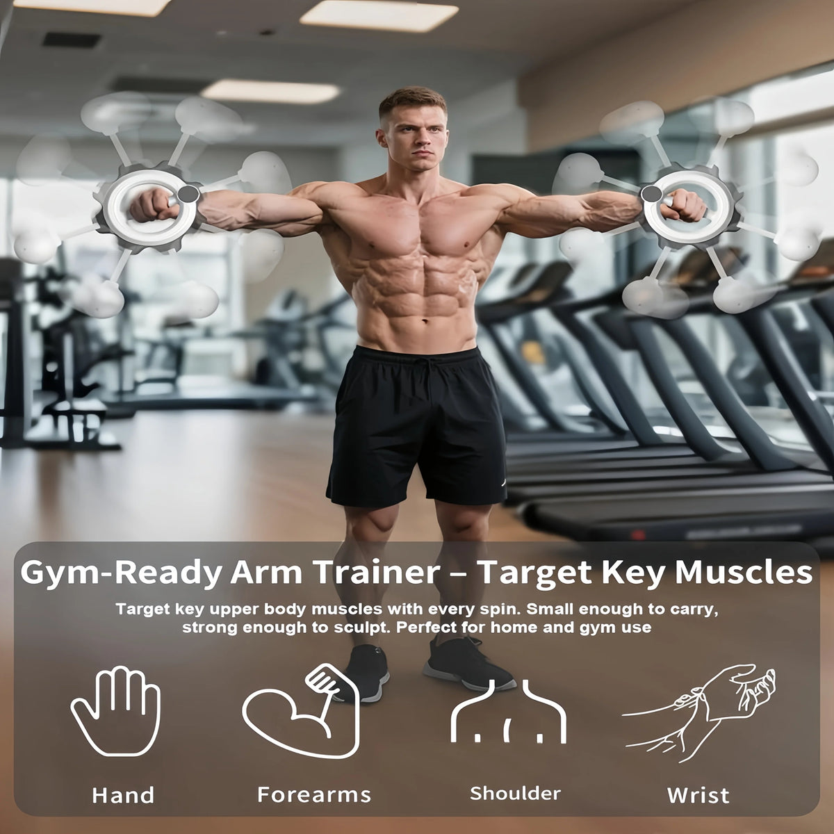 White 360 ° Rotary Handheld Fitness Machine - Portable Arm and Full Body Workout for Home Gym, Yoga, Pilates, Reduce Fat Burning
