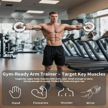 White 360 ° Rotary Handheld Fitness Machine - Portable Arm and Full Body Workout for Home Gym, Yoga, Pilates, Reduce Fat Burning