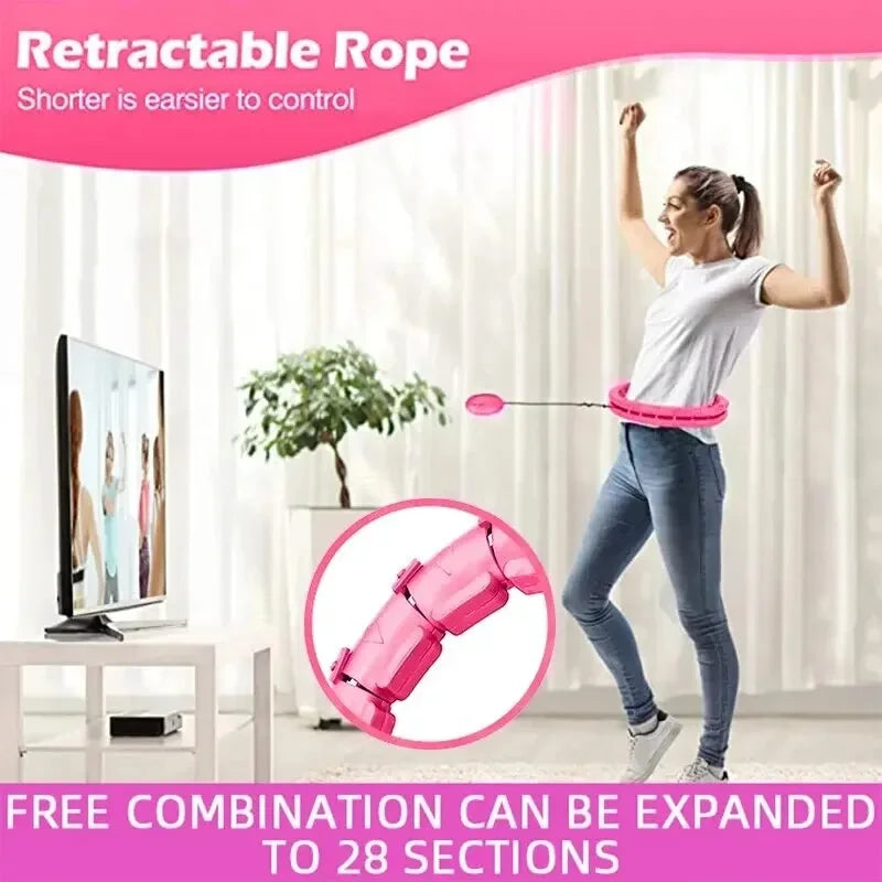 Weighted Sports Circle Hoops for Adults Weight Loss Plus Size for Adults Smart Exercise 2 in 1 Adjustable with Detachable Knots