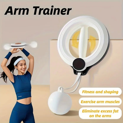 White 360 ° Rotary Handheld Fitness Machine - Portable Arm and Full Body Workout for Home Gym, Yoga, Pilates, Reduce Fat Burning