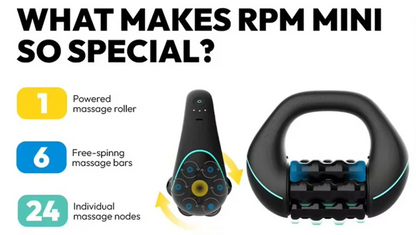 Mini Rolling Percussive Massager Whole Body Fatigue Relief Deep Tissue and Muscle Recovery Rechargeable Powerful 3-Speed Spin