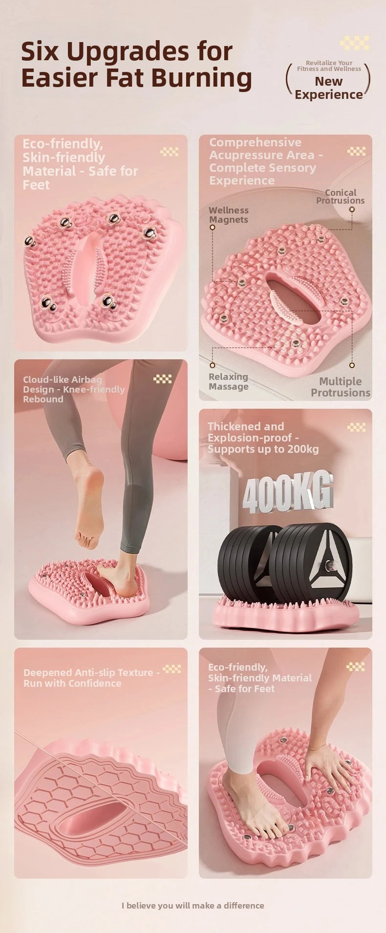 Anti-slip Acupressure Foot Massager Pad Inflatable Foot Massager Strong Suction Cups Foldable Portable Drainage Holes