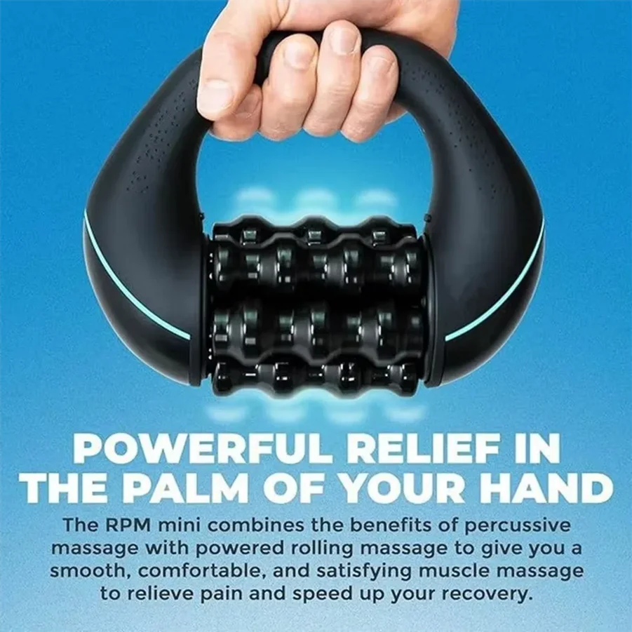Mini Rolling Percussive Massager Whole Body Fatigue Relief Deep Tissue and Muscle Recovery Rechargeable Powerful 3-Speed Spin