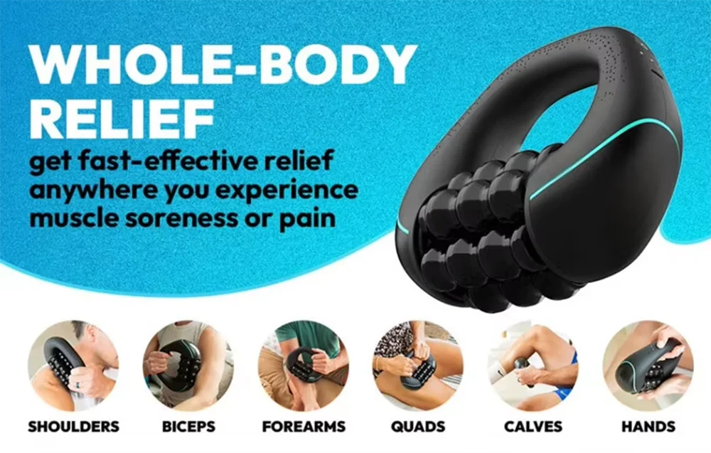 Mini Rolling Percussive Massager Whole Body Fatigue Relief Deep Tissue and Muscle Recovery Rechargeable Powerful 3-Speed Spin