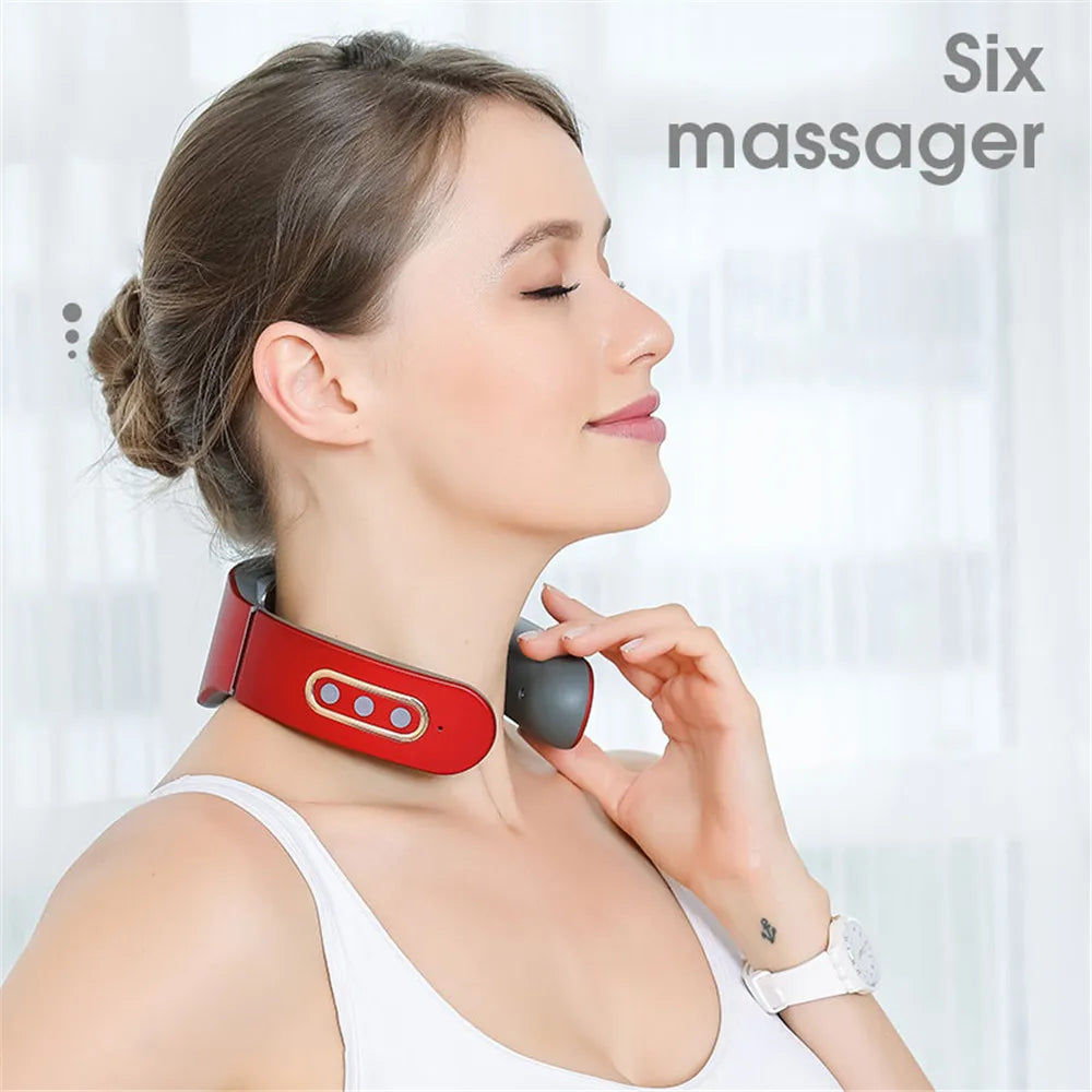Electric Neck and Shoulder Pulse Massager 6 mode 9 levels Adjustable Cervical Vertebra Relax Pain Relief Kneading Machine