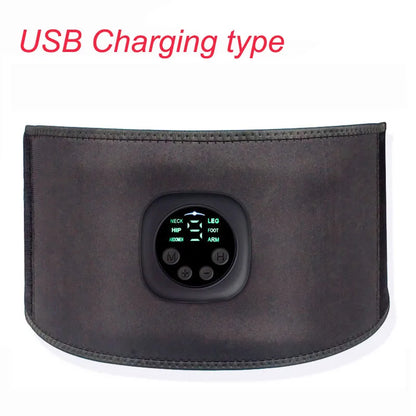 Smart pulse EMS abs belt, abdominal muscle patch, weight loss massage fitness device, black technology fat burning machine