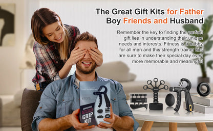 Grip Trainer Kit: Adjustable Hand Gripper,Finger/Hand Exercisers,Stress Ball & Forearm Ring for Muscle Build & Injury Rcvry