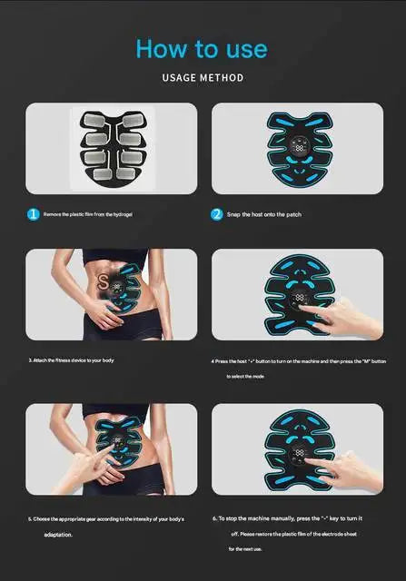 New USB smart timer abdominal massage device, home muscle relaxation fitness equipment for men and women