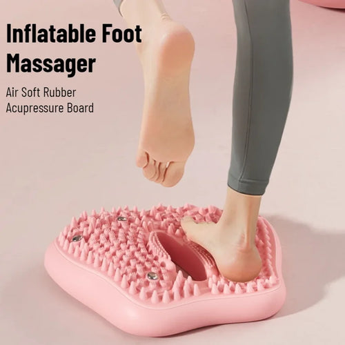 Anti-slip Acupressure Foot Massager Pad Inflatable Foot Massager Strong Suction Cups Foldable Portable Drainage Holes