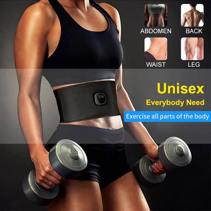 Smart pulse EMS abs belt, abdominal muscle patch, weight loss massage fitness device, black technology fat burning machine