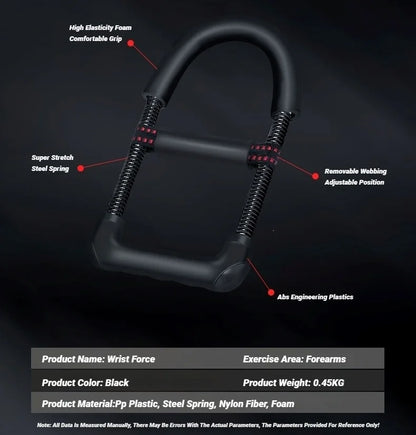 Adjustable Arm Trainer Forearm Hand Wrist Exercises Force Power Strengthener Fitness Equipment Grips Workout Training