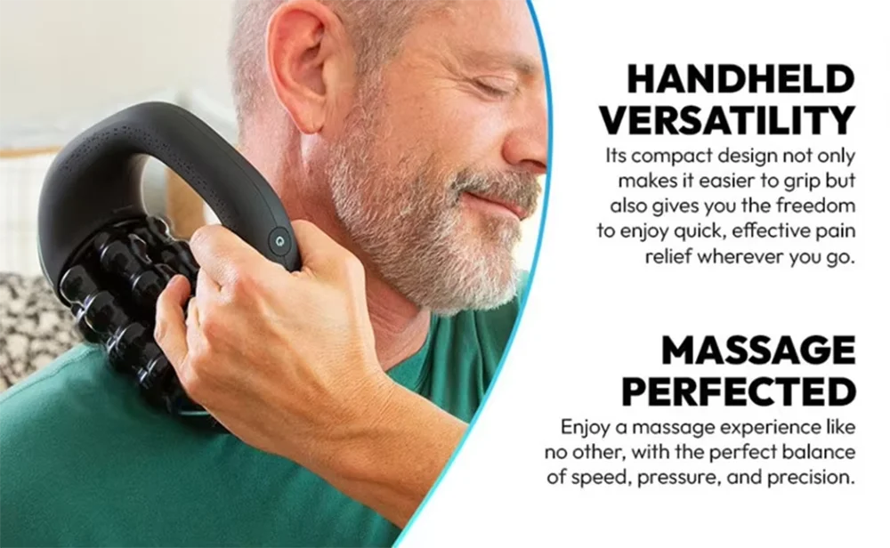 Mini Rolling Percussive Massager Whole Body Fatigue Relief Deep Tissue and Muscle Recovery Rechargeable Powerful 3-Speed Spin