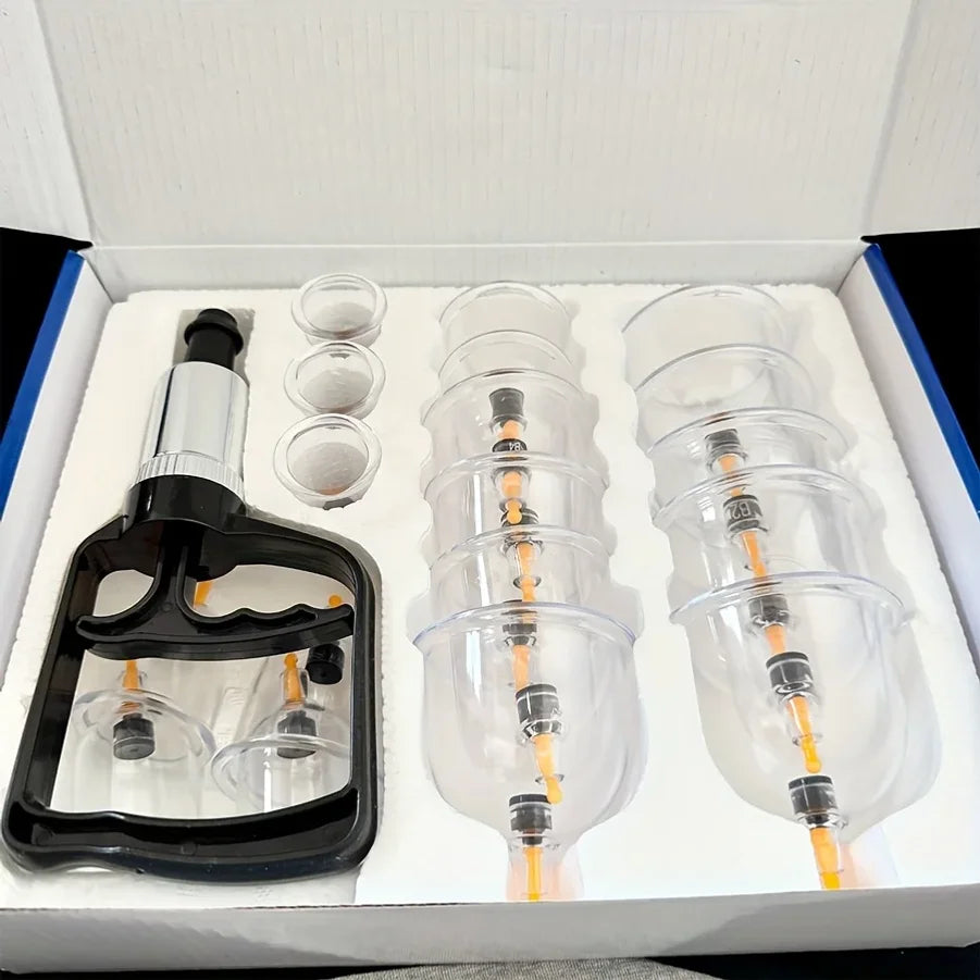 18pcs Set Cupping Relaxation Kit with Hand Pump and Detailed Cupping Manual for Multiple Sizes of Vacuum Cups Massage Cupping