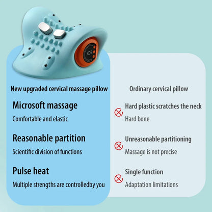 Electric Neck Cervical Traction Massager Vibration Kneading Massage Pillow Ergonomic Head Pillow Home Relax Tool